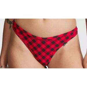 Victoria's Secret PINK XMAS Holiday Thong String V-Cut Christmas Plaid NWT